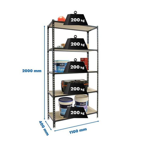 REGAL SIMONRACK 200X110X40 CM 5P/200KG ANTRACIT MADERCLICK SUPER