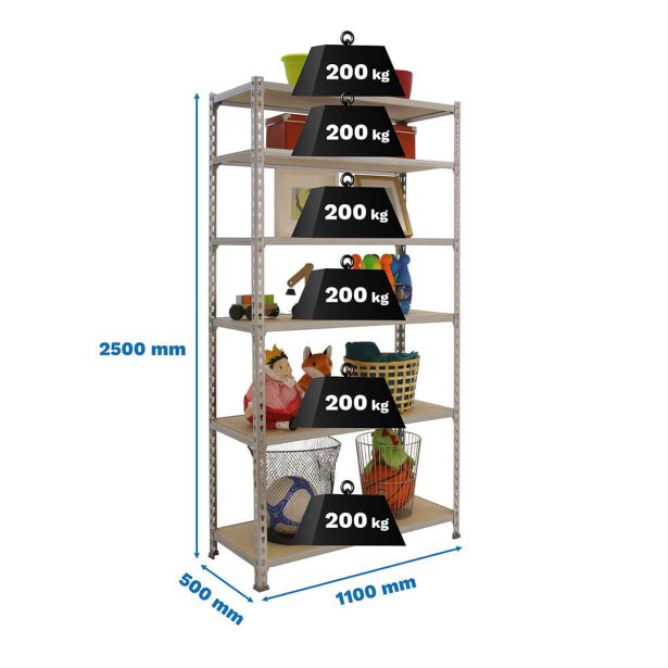 REGAL SIMONRACK 250X110X50 CM 5P/200KG BELA LES MADERCLICK SUPER