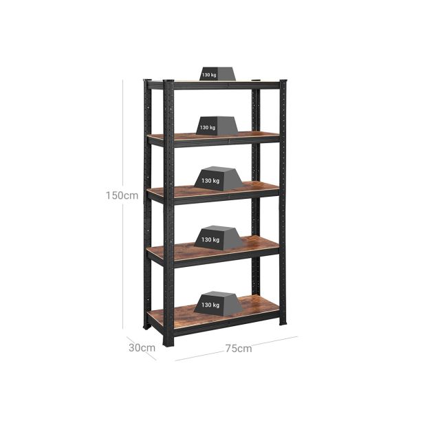 REGAL SONGMICS 150X75X30 CM 5P/175KG GLR030B01 RJAVO-ČRN