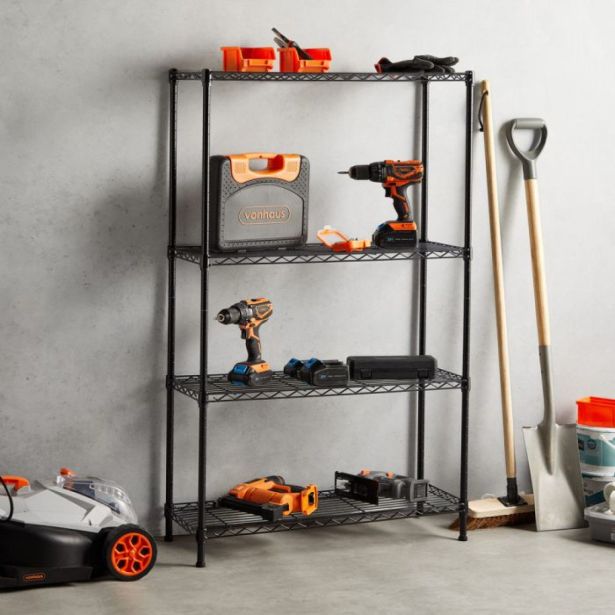 REGAL VONHAUS 130X80X30 CM 4P/100KG ŽIČNE POLICE - ANTRACIT