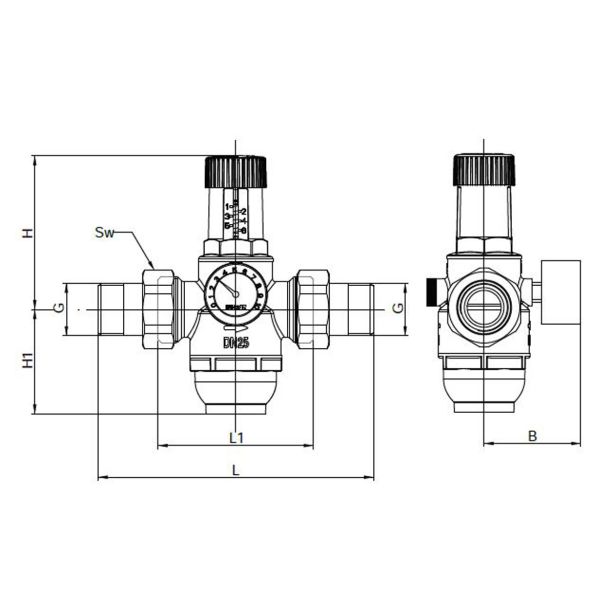 REGULACIJSKI VENTIL KOVINA RT 697 50.8 MM (2 -) REG.TLAKA Z MANOMETROM