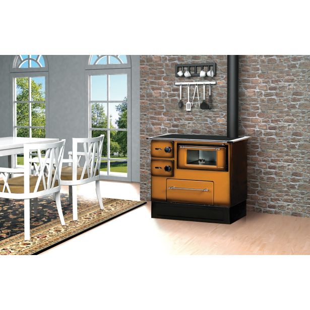 ŠTEDILNIK NA DRVA ALFA PLAM REGULAR 46 DELUX, RJAVA DESNI