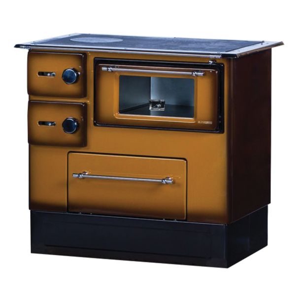 ŠTEDILNIK NA DRVA ALFA PLAM REGULAR 46 DELUX, RJAVA LEVI