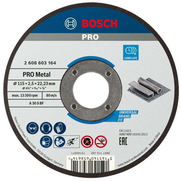 REZALNA PLOŠČA ZA JEKLO BOSCH 115 X 2.5 X 22.23 MM