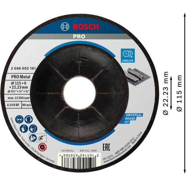REZALNA PLOŠČA ZA JEKLO BOSCH 115 X 6 X 22.23 MM