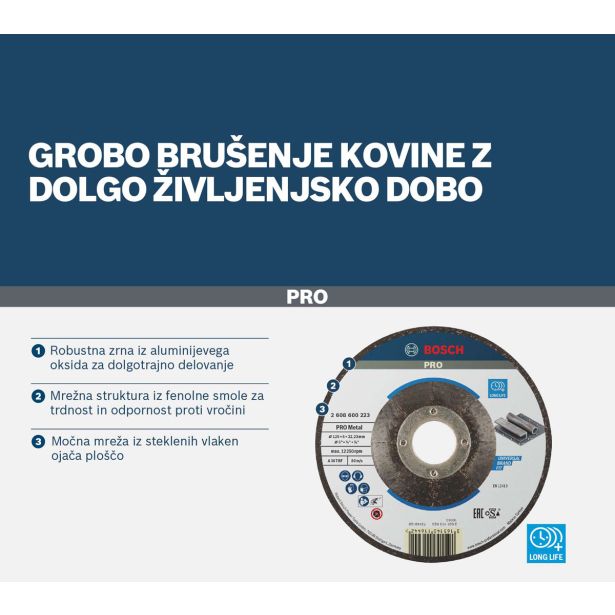REZALNA PLOŠČA ZA JEKLO BOSCH 115 X 6 X 22.23 MM