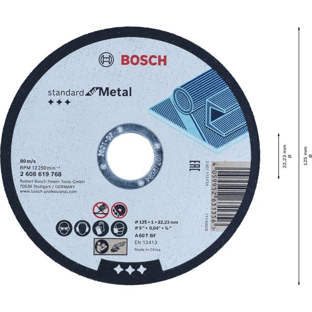 REZALNA PLOŠČA ZA JEKLO BOSCH 125 MM. 22.23 MM