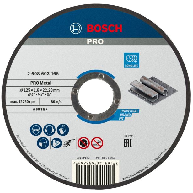 REZALNA PLOŠČA ZA JEKLO BOSCH 125 X 1.6 X 22.23 MM