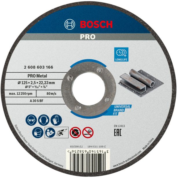 REZALNA PLOŠČA ZA JEKLO BOSCH 125 X 2.5 X 22.23 MM