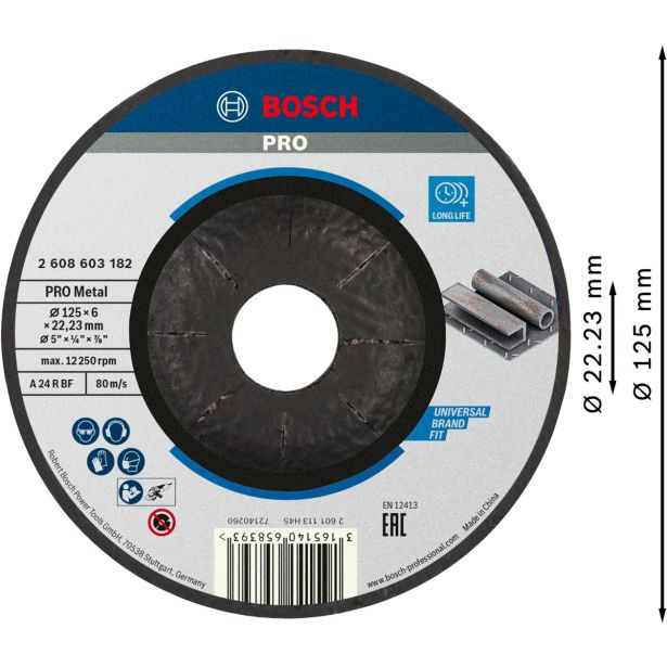 REZALNA PLOŠČA ZA JEKLO BOSCH 125 X 6 X 22.23 MM