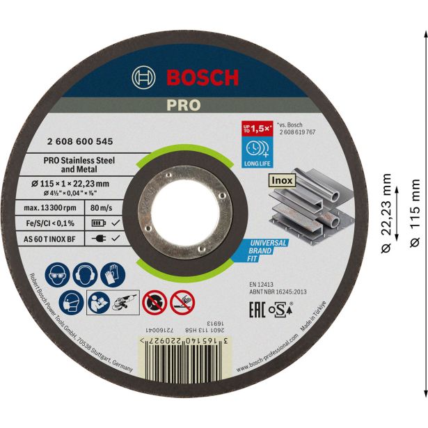 REZALNA PLOŠČA ZA RF BOSCH 115 X 1 X 22.23 MM