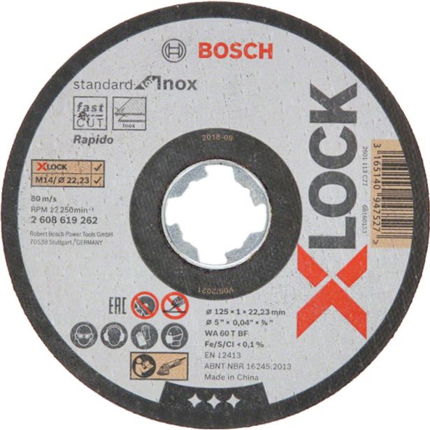 REZALNA PLOŠČA X-LOCK STANDARD FOR INOX 10X125X1X22.23MM, RAVNA