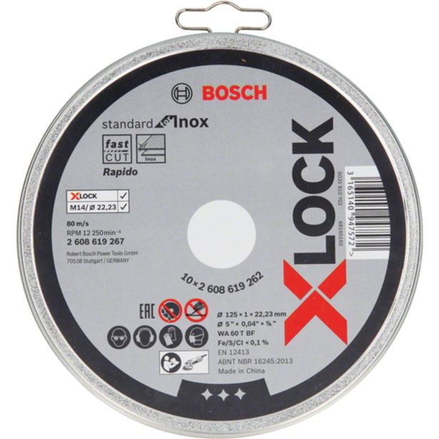 REZALNA PLOŠČA X-LOCK STANDARD FOR INOX 10X125X1X22.23MM, RAVNA