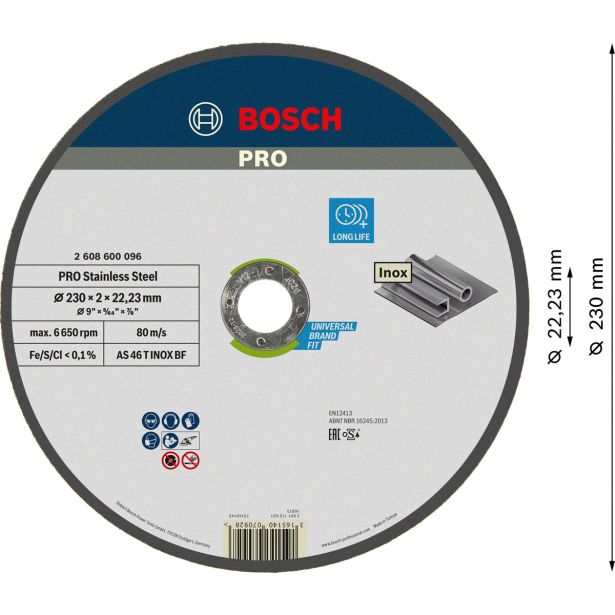REZALNA PLOŠČA ZA RF BOSCH 230 X 2 X 22.23 MM