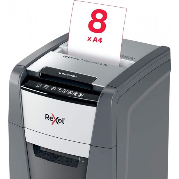 UNIČEVALNIK PAPIRJA REXEL AUTO+ 150X 4X28/P4 OPTIMUM 2020150XEU