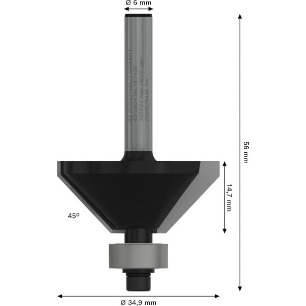 REZKAR ZA LES BOSCH 45°. 6 MM