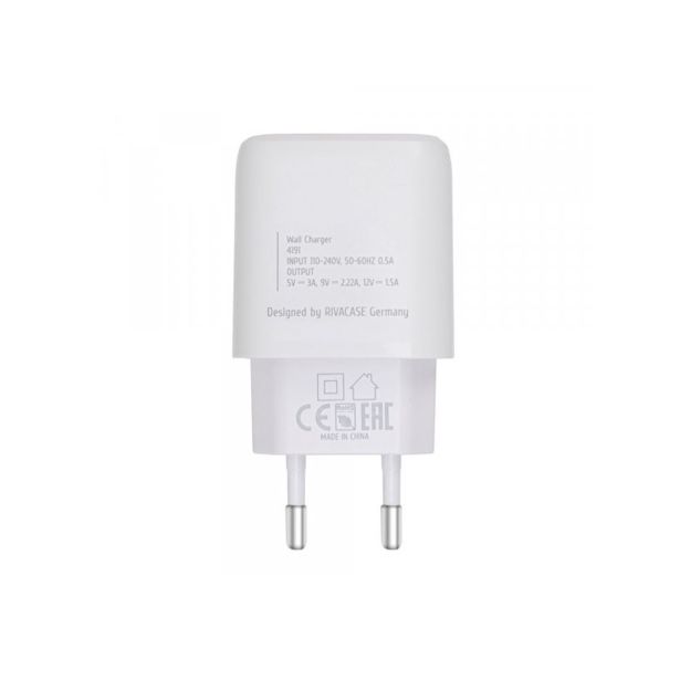 RIVACASE HIŠNI POLNILEC PS4191 WD4 QUICK CHARGE 20W VHOD TYPE C S KABLOM TYPE C - ORIGINAL (EU BLISTER) BEL
