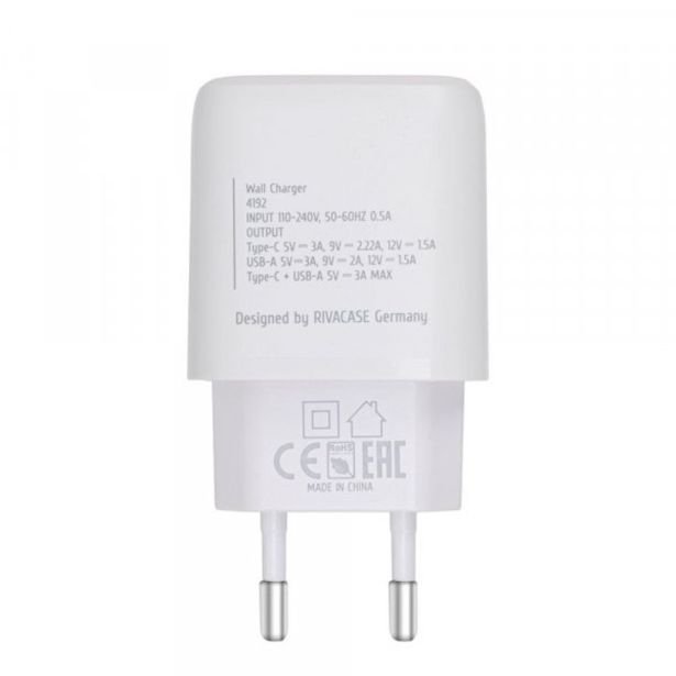 RIVACASE HIŠNI POLNILEC PS4192 WD4 QUICK CHARGE 20W VHOD TYPE C IN USB, TER S KABLOM TYPE C - ORIGINAL (EU BLISTER) BEL