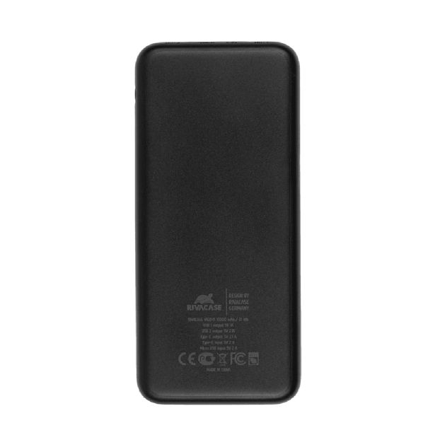 RIVACASE PRENOSNA BATERIJA VA2041 10.000 MAH 10W, ČRN Z TYPE-C IN 2X USB-A IZHODI TER LED INDIKATORJEM
