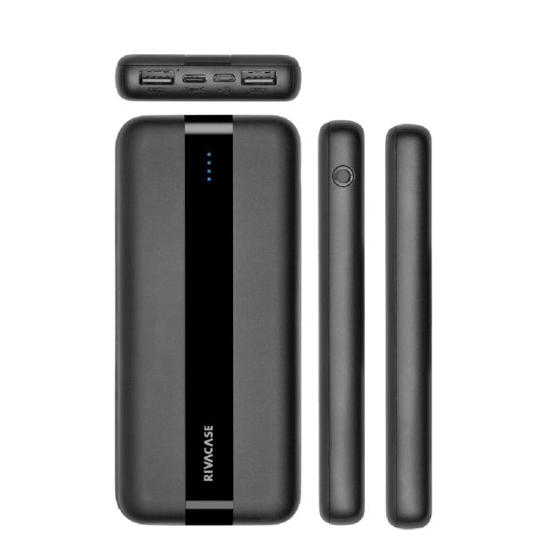 RIVACASE PRENOSNA BATERIJA VA2041 10.000 MAH 10W, ČRN Z TYPE-C IN 2X USB-A IZHODI TER LED INDIKATORJEM