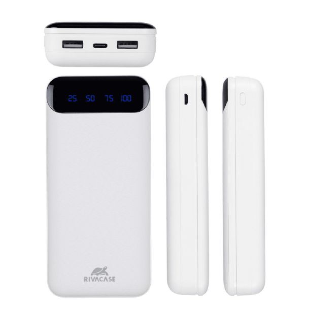 RIVACASE ZUNANJA BATERIJA POWERBANK 20.000 MAH VA2280 Z LCD-JEM BEL