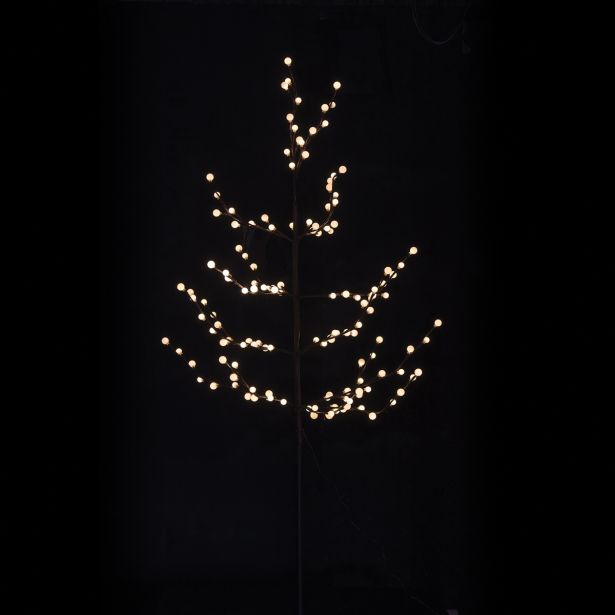 LUČKE MQ RJAVO DREVO 150 CM S KROGLICAMI TOLO BELE