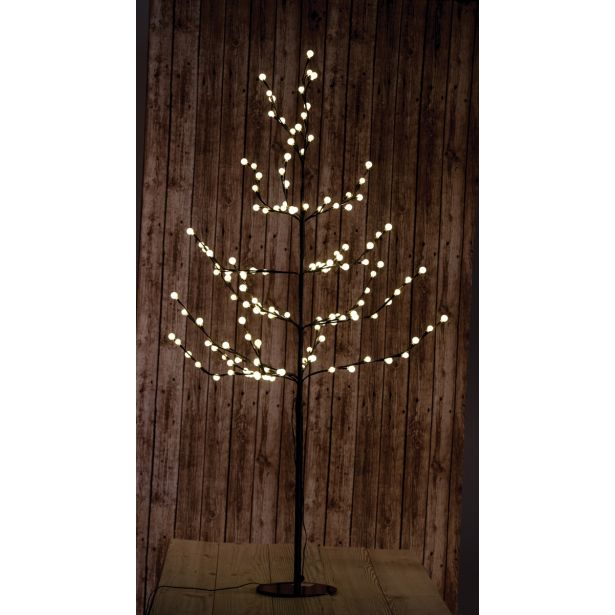 LUČKE MQ RJAVO DREVO 150 CM S KROGLICAMI TOLO BELE