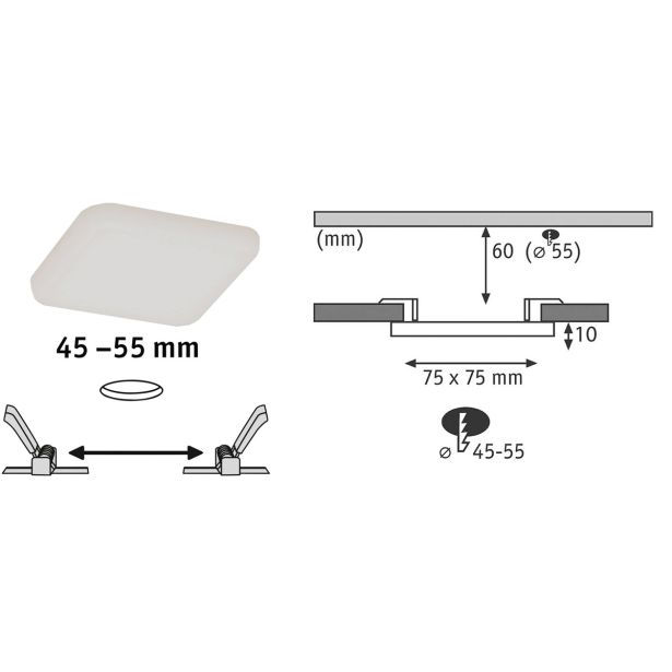 LED PANEL RL VELUNA 4.5W WW 75X75MM IP44