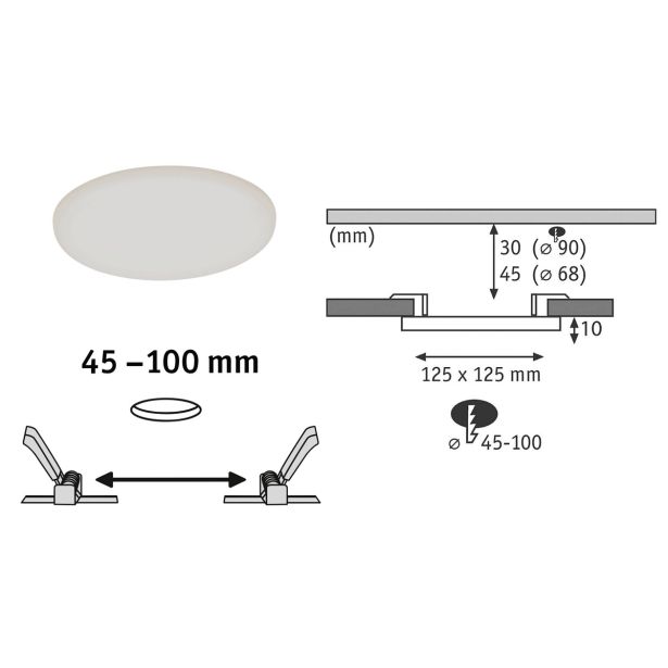 LED PANEL RL VELUNA 8.5W WW FI=125MM IP44