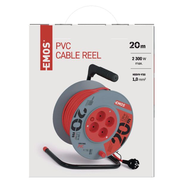 ROLETA - PVC VODNIK EMOS 20M H05VV-F 3X1 4 ŠUKO VTIČNICA IP20