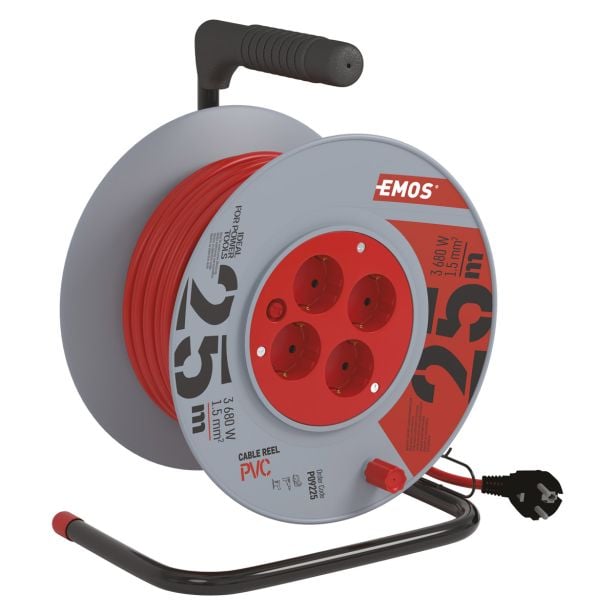 ROLETA - PVC VODNIK EMOS 25M H05VV-F 3X1.5 4 ŠUKO VTIČNICA IP20