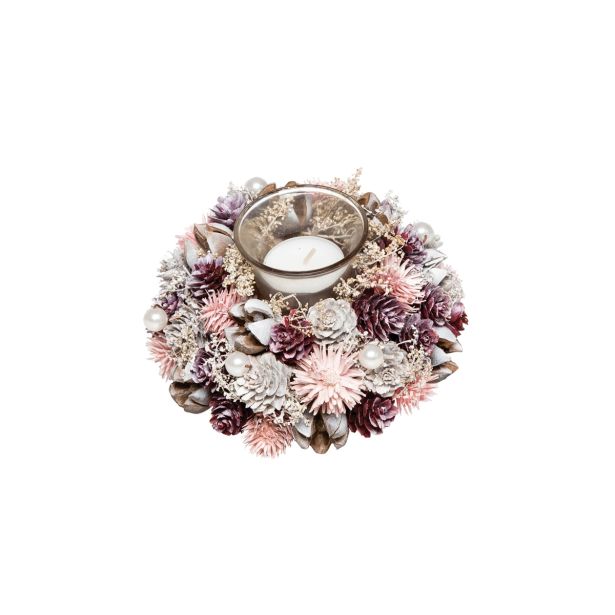 DEKORACIJA GLOSSTYLE ROZA S STEKLENIM KOZARČKOM FI 18 CM