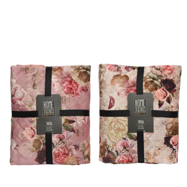 DEKORATIVNA ODEJA DECORIS ROZA Z ROŽAMI 130X170 CM, SORT