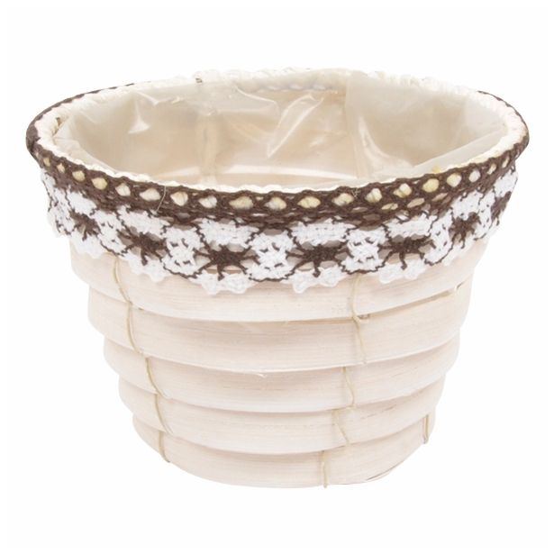 PLETENI NOTRANJI LONEC DAR S ČIPKO 13CM BEL