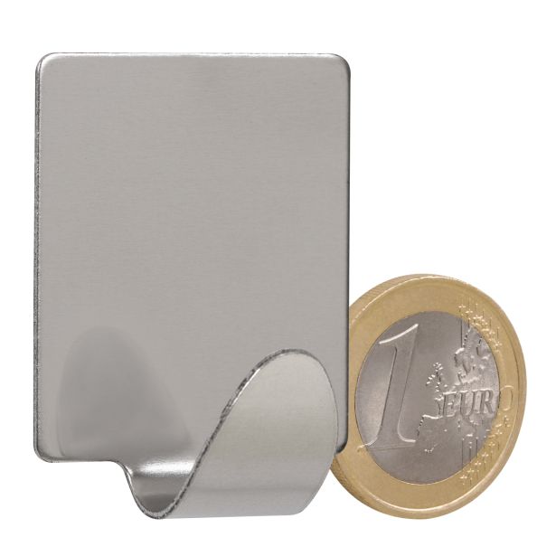 KOVINSKA OBEŠALNA KLJUKA WALTECO SAMOLEPILNA NERJAVNA PRAVOKOTNA