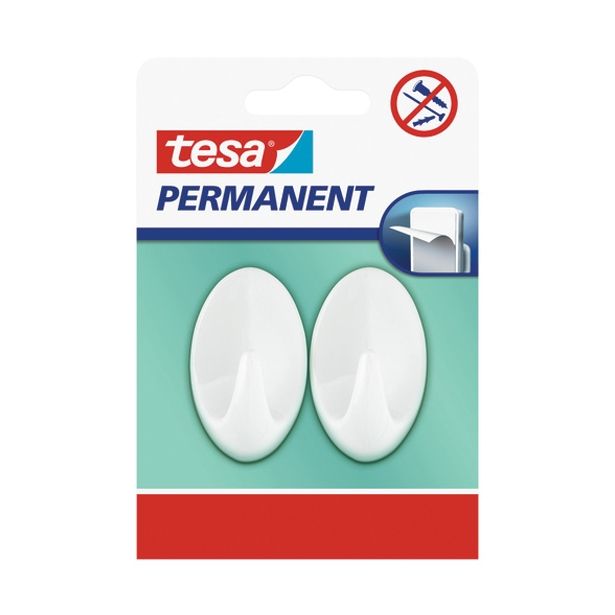 SAMOLEPILNI IZDELEK TESA PERMAMENT KLJUKICA OVALNA L BELA 2/1