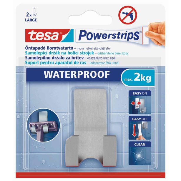 SAMOLEPILNI IZDELEK TESA POWERSTRIPS DRŽALO ZA BRIVNIK VODOODPORNO, KOVINSKO