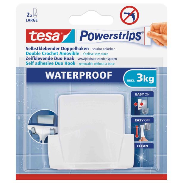 SAMOLEPILNI IZDELEK TESA POWERSTRIPS DVOJNA KLJUKICA BELA VODOODPORNA VALOVITA 2/1
