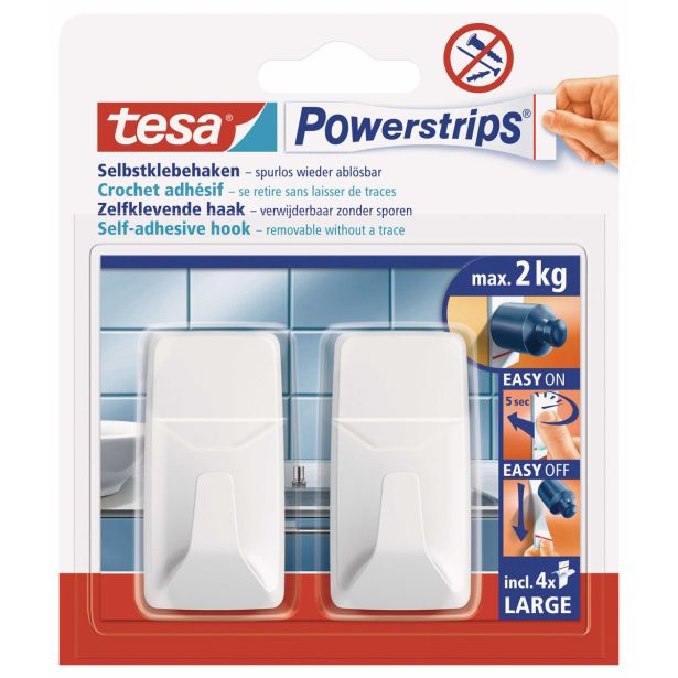 SAMOLEPILNI IZDELEK TESA POWERSTRIPS KLJUKICA PRAVOKOTNA 2/1 BELA