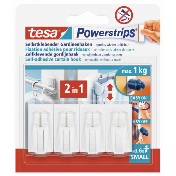 SAMOLEPILNI IZDELEK TESA POWERSTRIPS KLJUKICA ZA ZAVESE 4/1 BELA