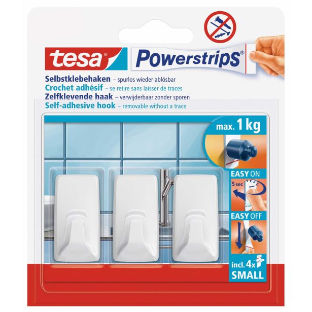 SAMOLEPILNI IZDELEK TESA POWERSTRIPS MINI KLJUKICA PRAVOKOTNA 2/1 BELA
