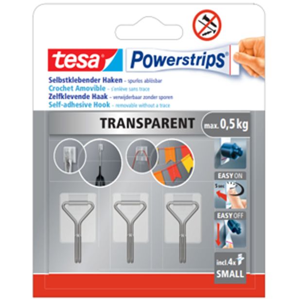 SAMOLEPILNI IZDELEK TESA POWERSTRIPS MINI ŽIČNA KLJUKICA S 3/1 PROZORNA