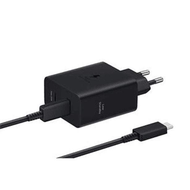 SAMSUNG DUAL USB-C HIŠNI POLNILEC 220V EP-T5020BE QC 50W + KABEL EP-DX510 TYPE C - ČRN (EU BLISTER)