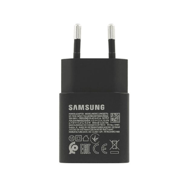 SAMSUNG HIŠNI POLNILEC ADAPTER FAST CHARGE EP-T1510XBE TYPE-C 15W PD ČRN - ORIGINAL - BULK