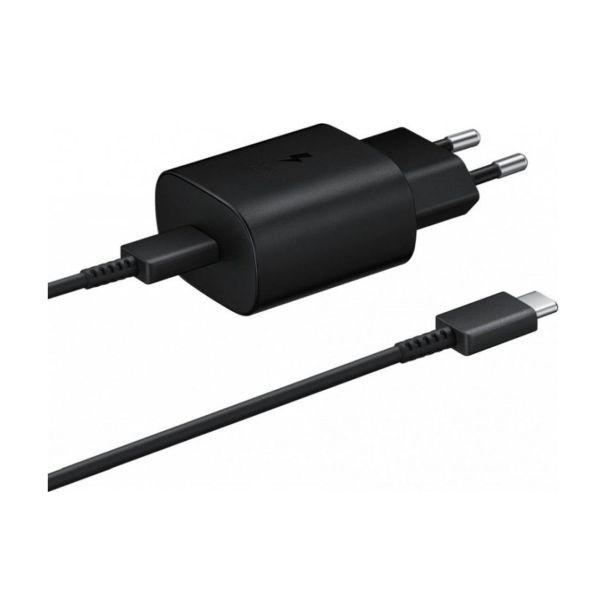 SAMSUNG HIŠNI POLNILEC EP-TA800XBE SUPER FAST CHARGE (TYPE C) IN PODATKOVNI KABEL EP-DA905BBE (TYPE C - TYPE C) - ČRN (BULK)