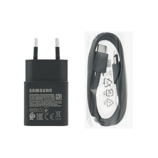 SAMSUNG HIŠNI POLNILEC FAST CHARGE EP-T1510XBE 15W PD + KABEL EP-DA705BBE TYPE C ČRN - ORIGINAL - BULK