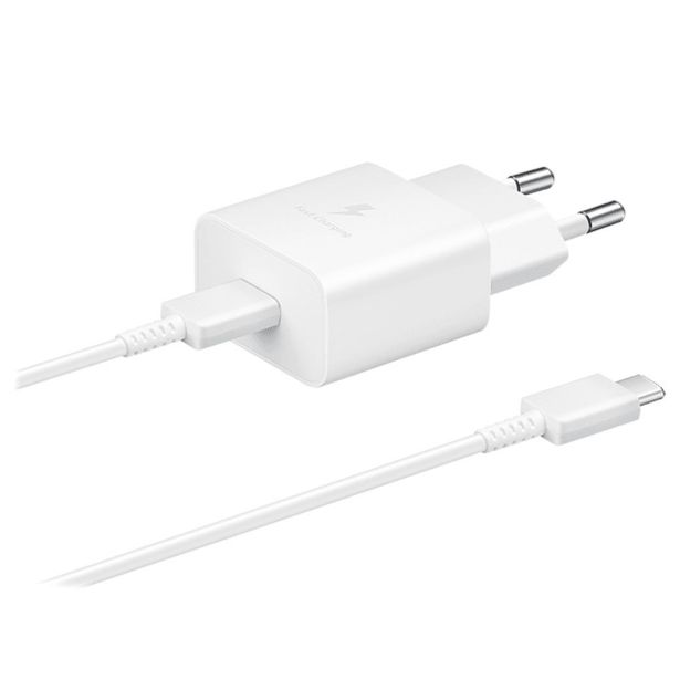 SAMSUNG HIŠNI POLNILEC FAST CHARGE EP-T1510XWE 15W PD + KABEL EP-DA705BWE TYPE C BEL - ORIGINAL - BULK