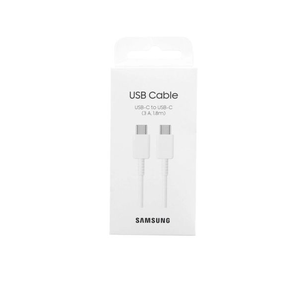 SAMSUNG PODATKOVNI KABEL EP-DX310JWE SUPER FAST CHARGE TYPE C NA TYPE C 60W 3A 1,8M - BEL (BLISTER)
