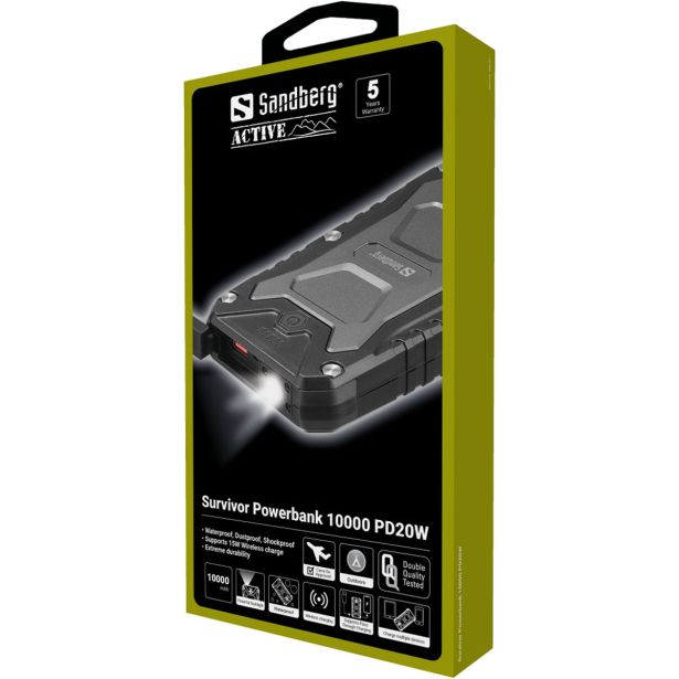 SANDBERG BATERIJA POWERBANK 10.000 SURVIVOR, 20W