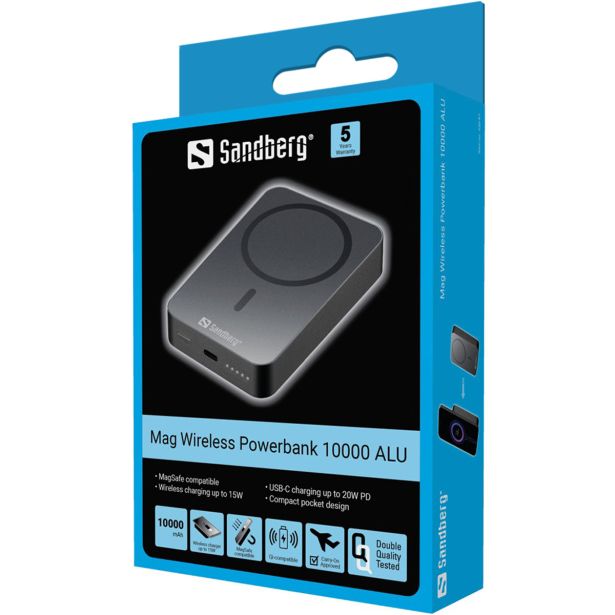 SANDBERG BATERIJA POWERBANK, MAGSAFE, 10.000 BREZŽIČNO POLNJENJE, 20/15W